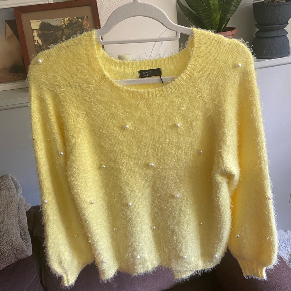NWOT Nobody’s Child Fuzzy Pearl Sweater